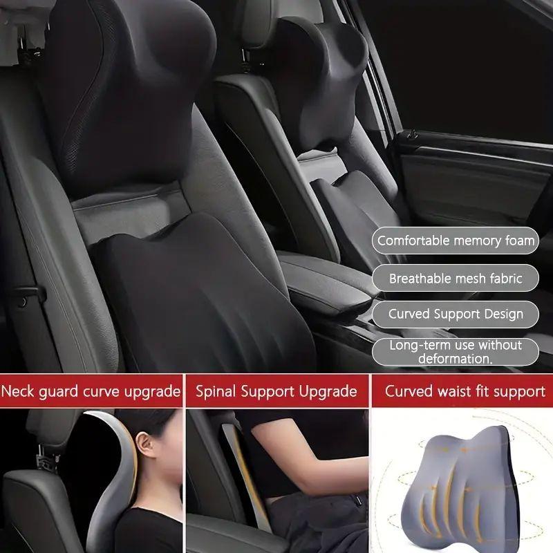Cervical Support Car Headrest Pillow High Rebound Imported Memory Foam Car Neck Pillow Support High End Car Grey Pillow