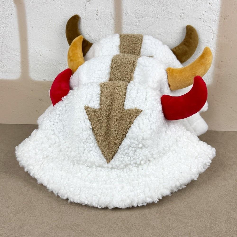 Thickened Plush Fisherman Hat Windproof Cow Horned Hat Cute Winter Warm Hat Outdoor Wear