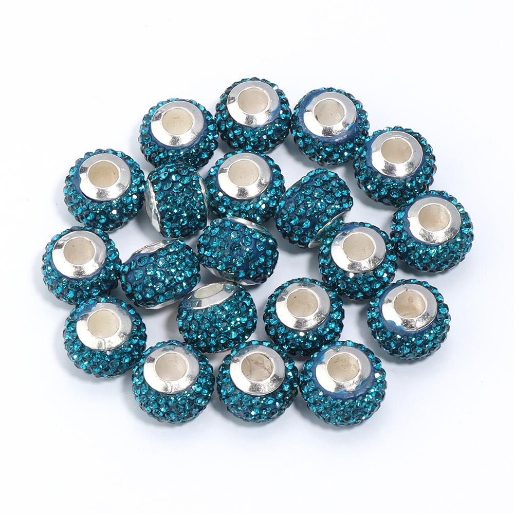 10Pcs/Lot Rhinestone Crystal Shambhala Ball Beads Colorful Polymer Clay Beads Big Hole Loose Spacer Beads For Jewelry Making