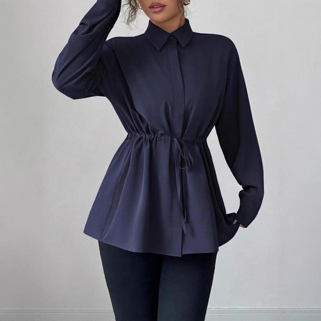 A New Solid-color Casual Long-sleeved Shirt for Elegant Ladies