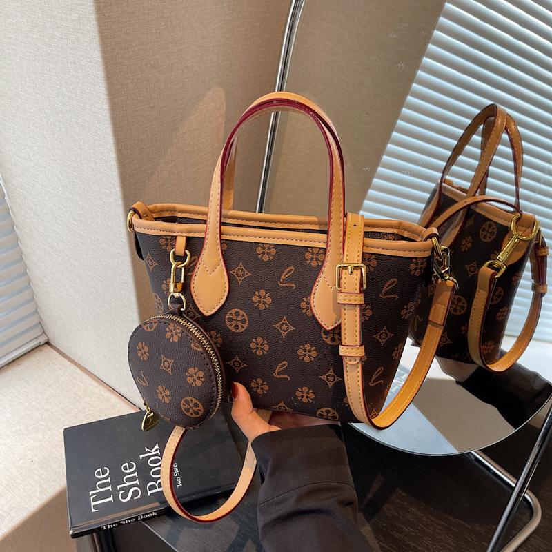 

Сумка-корзина для овощей премиум-класса, женская новая маленькая сумка-тоут с принтом, сумка на плечо, сумка через плечо, женская темно-коричневого