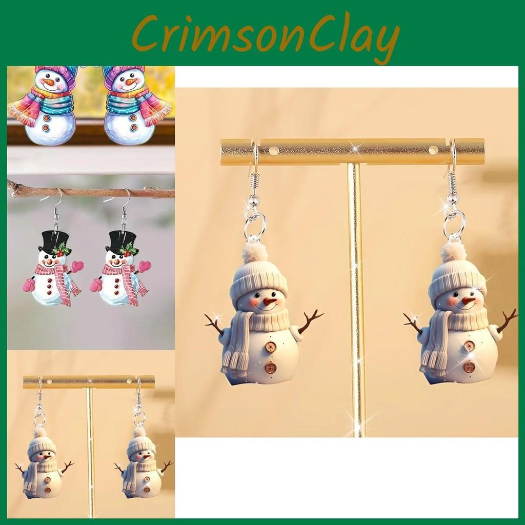 Snowman Acrylic Adorable Earrings For Winter Featuring Cute Scarf And Mittens Design