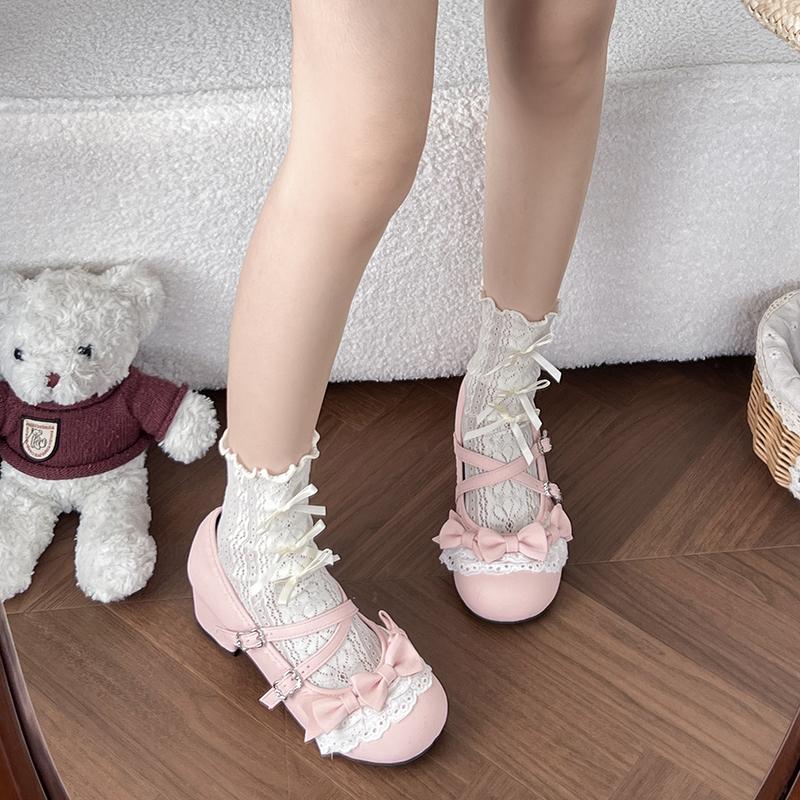 2025 Butterfly-knot  Women Mary Jane Shoes Elegant Round Toe Thick Heel Shoes Ladies Fashion Dress Pumps