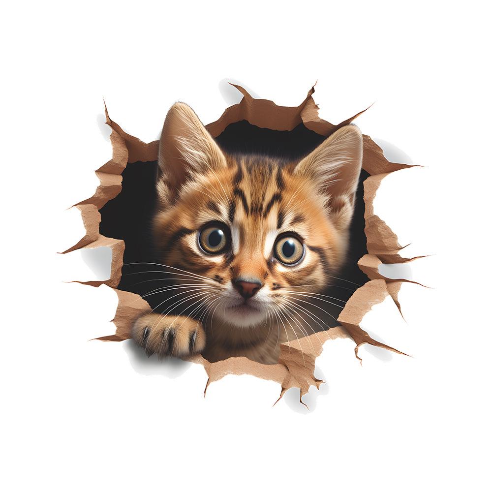 Cartoon Cute Cute Broken Wall Cat Bedroom Living Room Doors and Windows Home Beautification Wall Stickers