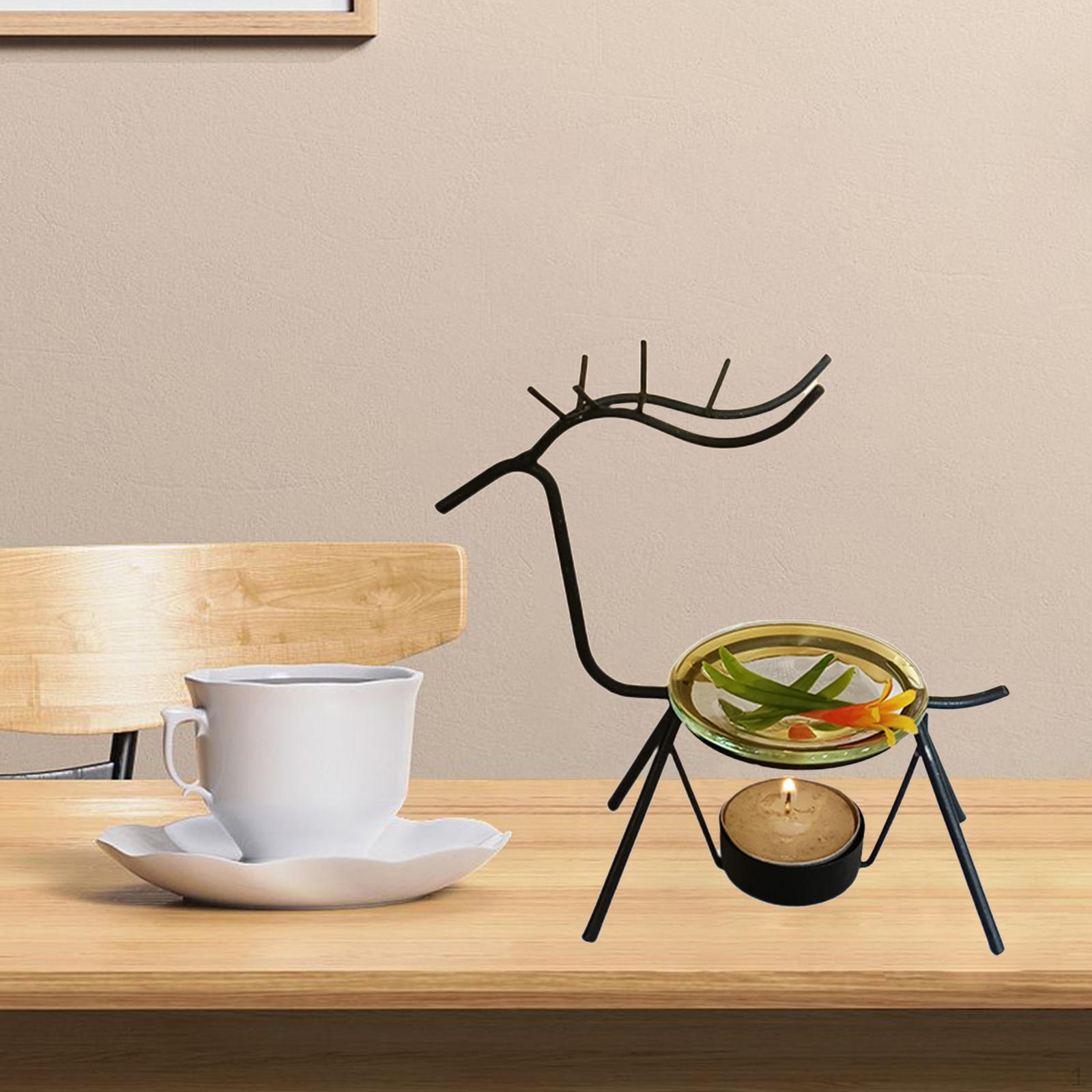 Deer Statue Tealight Candlestick Candelabra Candleholder Dinning Room Essential Oil Burner Candle чёрный