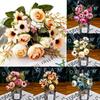 12 1 Bunch Heads Rustic Retro Tea Rose Wedding Home Decor Flower Silk Artificial