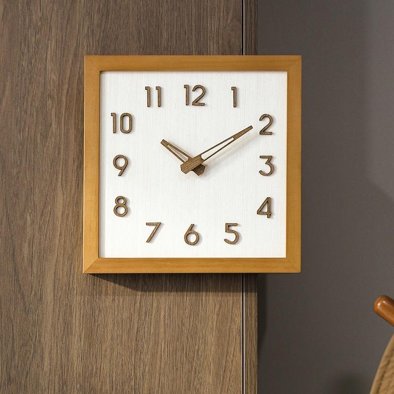 Corner Wall Clock Wood Double Sided Wall Watch Luxury Aesthetic Modern Clocks Silent Elegant Decorative Living Room Watches