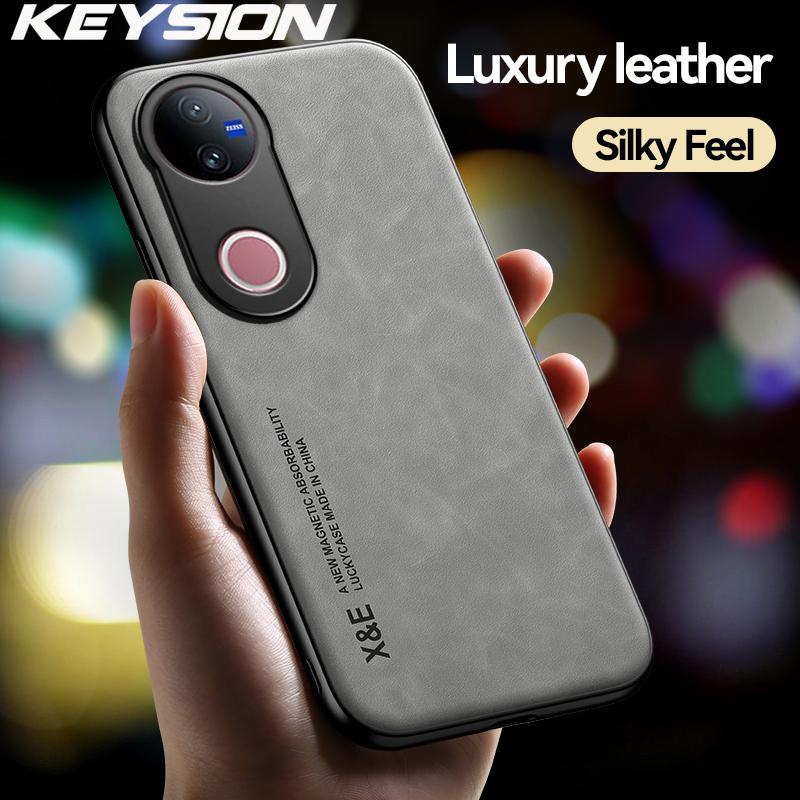 KEYSION Luxury Retro PU Leather Case for VIVO V50 5G Soft Silicone+PC Shockproof Phone Back Cover for VIVO V50 5G – buy at low prices in the Joom