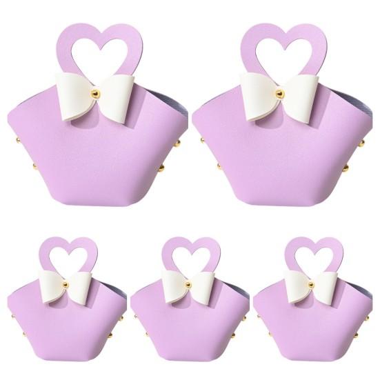 5 db-os ajándéktáska Kényelmes színes mini kézitáska Műbőr cukorkatáskák bulikhoz esküvők dekorációjához