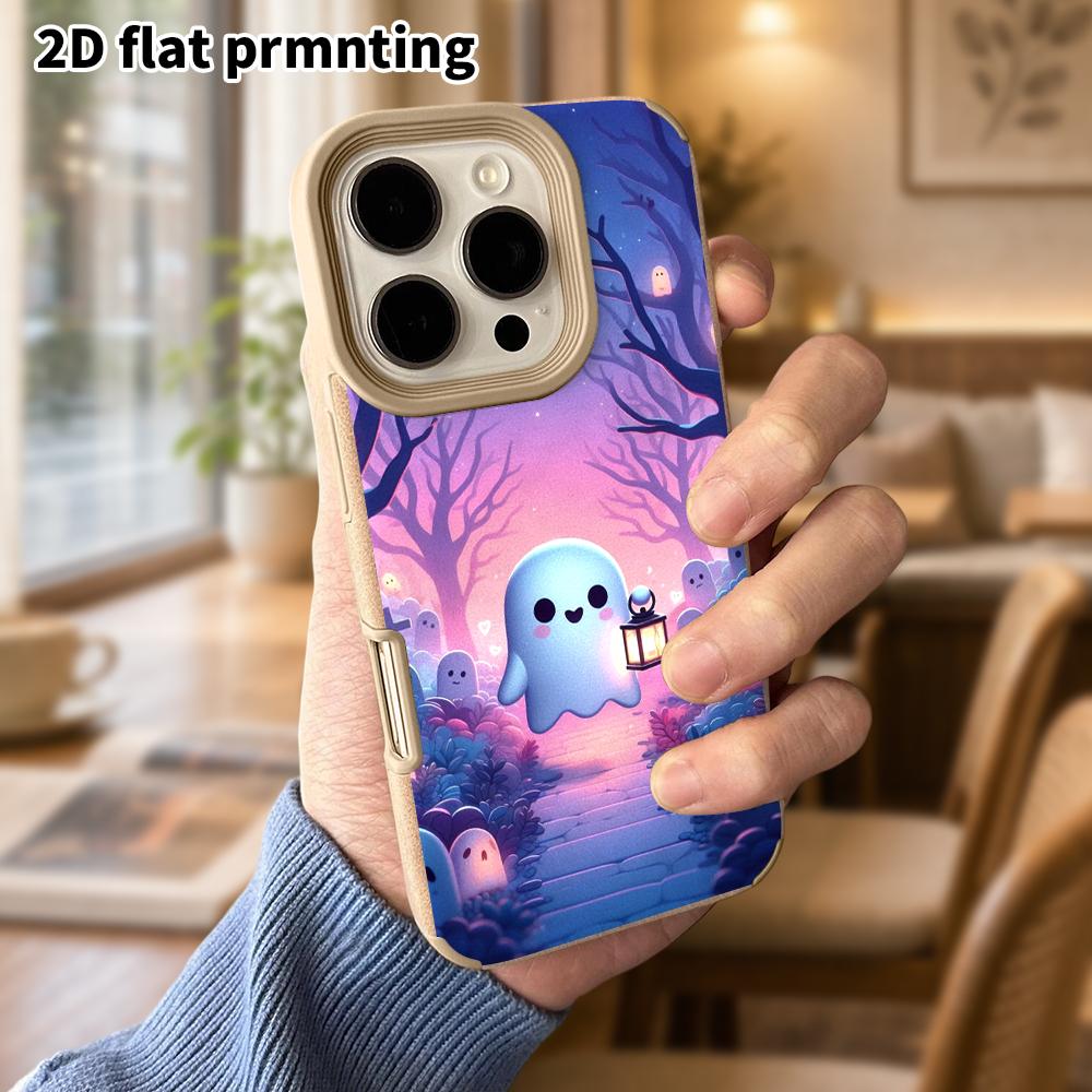 Phone Case: Lambskin 2D Flat Samsung Galaxy A34 A35 M05 M06 S20 S22 S21 FE Plus 5G Protective Case, Forest Ghost, Christmas and Halloween Gifts