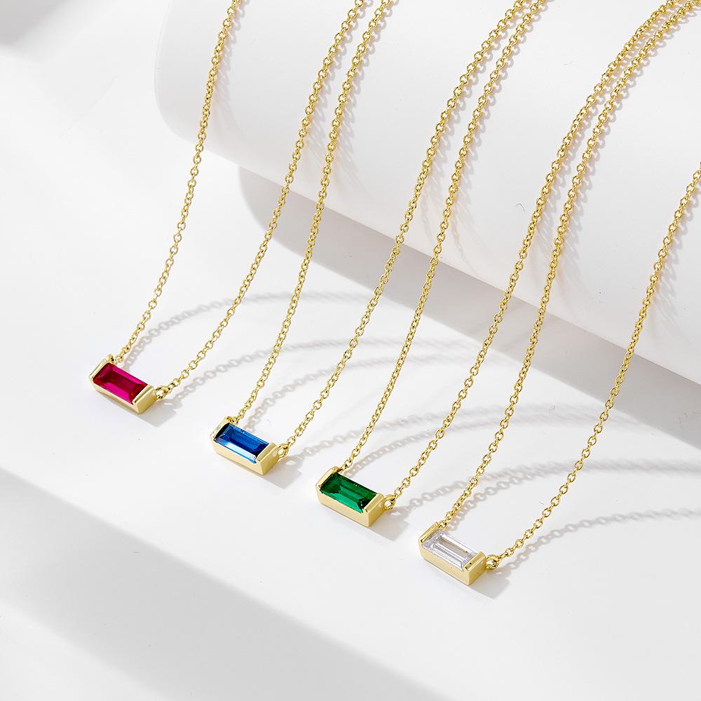 925 Sterling Silver Birthstone Pendant Necklace - Simple, Fashionable Clavicle Necklace for Women