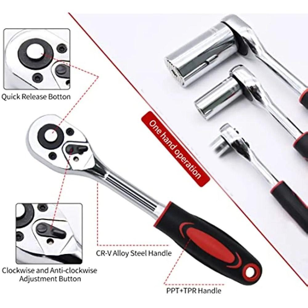 24 Tooth Drive Ratchet Socket Wrench Quick Ratchet Spanner Multi-funtion Ratchet Wrench  Hand Tool