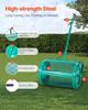 Compost Spreader, 24 In Wide Peat Moss Spreader with Push/Tow Handle, 4 Heights Adjustable, Powder-Coated Steel Garden Peat Moss Roller, Heavy Duty