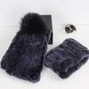 New Fashion Knitted Good Elastic Real Fur Scarf Hat Sets Women Winter Warm Natural Rex Rabbit Fur Scarves Hats Sets