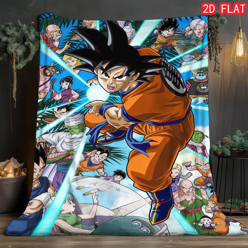 Dragon Ball Compact Storage Blanket Lightweight Flannel Warm Blanket for Travel Home THW