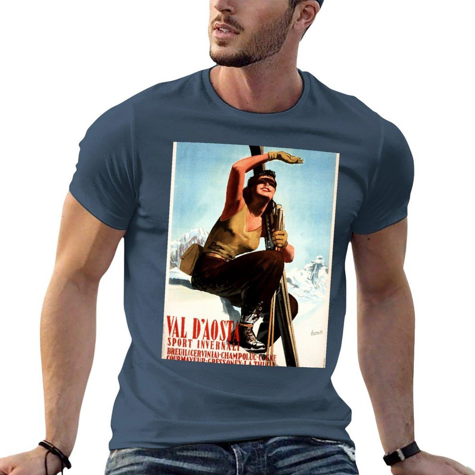 Italy Val D Aosta Winter Sports Ski Vintage Italian Travel Tshirt Unisexs Graphic T Shirts Tshirt S
