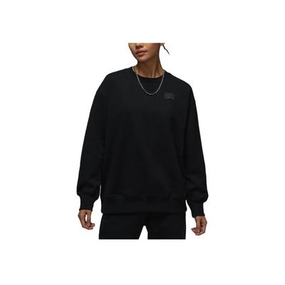 Flight Fleece FW24 Logo Solid Color Loose Comfortable Crewneck Sweatshirt Women Sweatshirt Black HJ1324-010