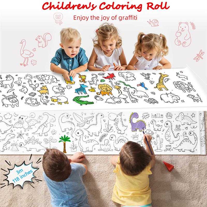 300cm Malpapierrolle für Kinder Zeichenrolle für Kinder DIY Ausmalpapier Graffiti Papierausschnitt Malerei Pädagogisch Schule