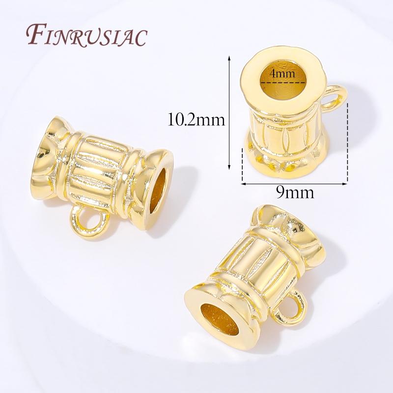 18K Gold Plated Pendant Bail Connectors For Jewelry,Brass Bail Beads Spacer,DIY Necklace Making Accessories,Tube Bail Beads