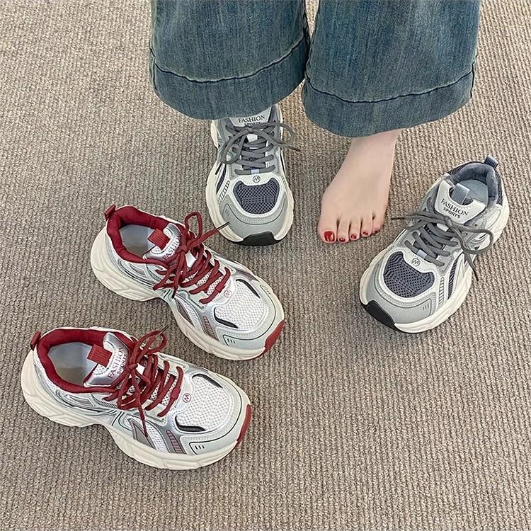 2025 New Dad Shoes Women's Spring and Autumn Super Fire Women's Shoes Popular Versatile Thick-soled Heightening Casual Sports Shoes