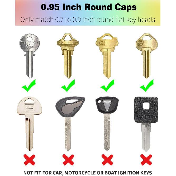 Vibit 80 Pack Key Caps Covers 1 Inch Standard & 0.95 Inch Round Key Caps Set 2 Styles Key Head Protectors for Small Regular Round Flat House Keys
