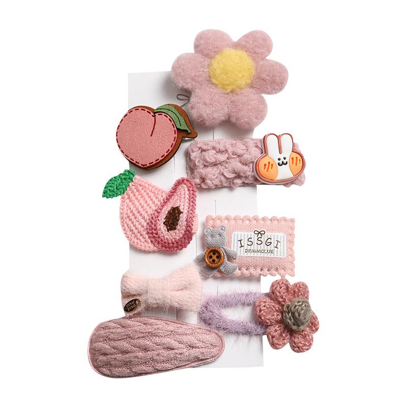 Kreskówkowe pluszowe spinki do włosów dla dzieci - Urocze jesienno-zimowe klipsy dla dziewczynek, w koreańskim stylu księżniczki