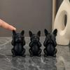 3D Printed French Bulldog Statues Set of 3, Matte Black Sculpture, Minimalist Bull Dog Figurines for Home Decoration, Office Art Desk Ornaments Shelf