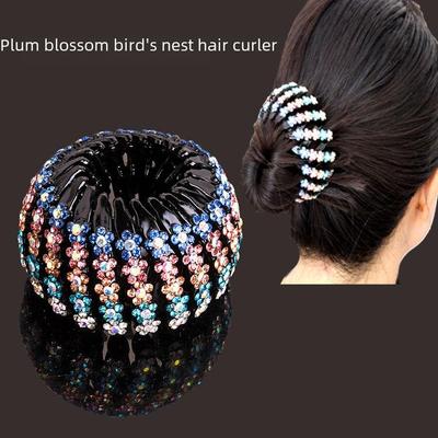 "Elegant Rhinestone Hair Clip & Ponytail Holder - Bird's Nest Design"