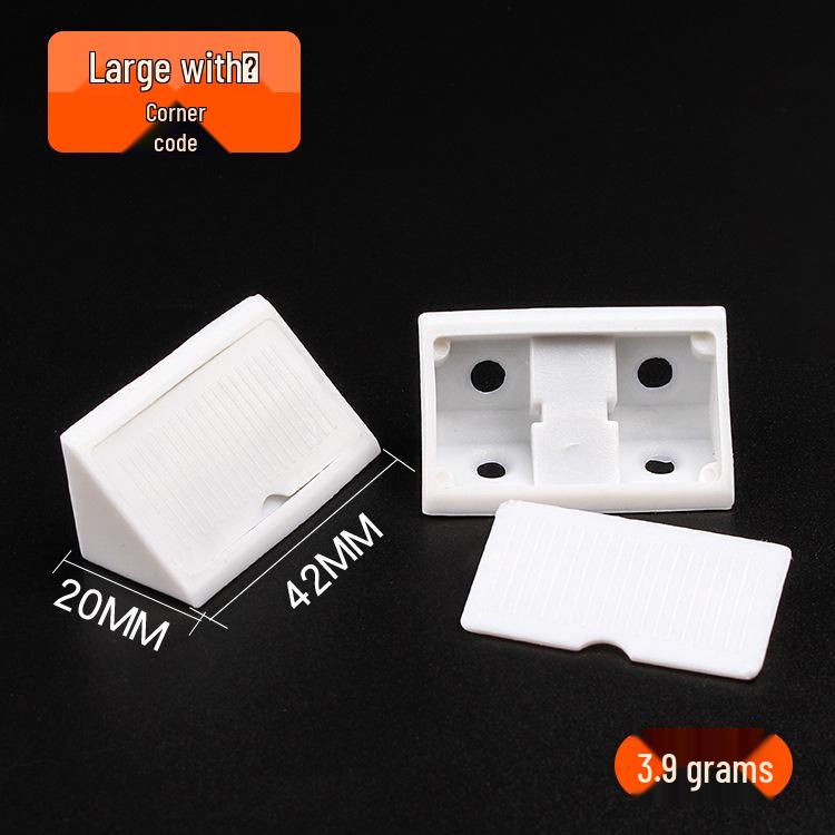 Thickened White Nylon Corner Bracket, L-Shaped 90 Degree, Triangular with Cover for Furniture Cabinet Connector