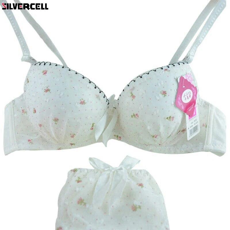 

Женские бюстгальтеры на косточках с цветочным принтом в горошек, нижнее белье пуш-ап, бюстгальтер 32-36B, чашка 3/4