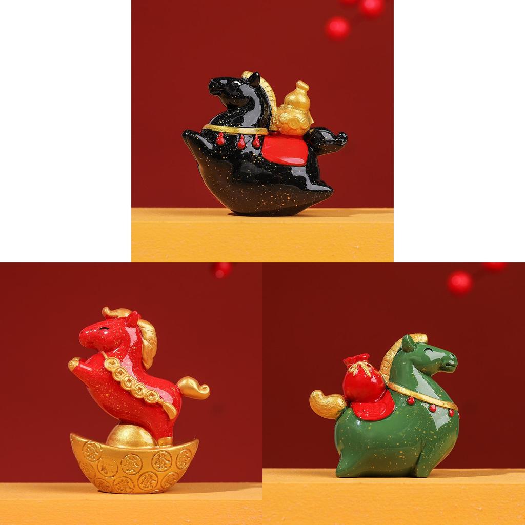 Chinese Style Nianhao Large Prosperity Horse Resin Figurine Gift For Celebrations And Events