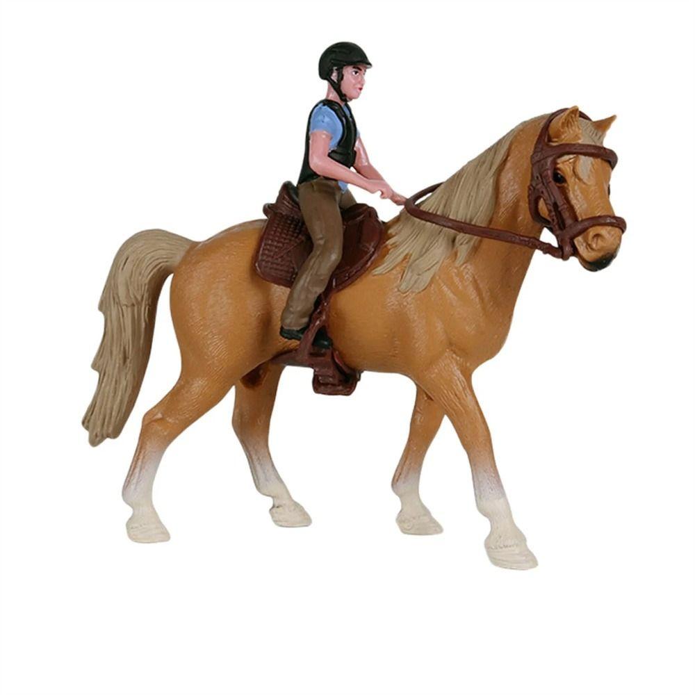 Equestrian Rider Rider and Horse Figurine Simulation Farm Animal Model  Home Decoration