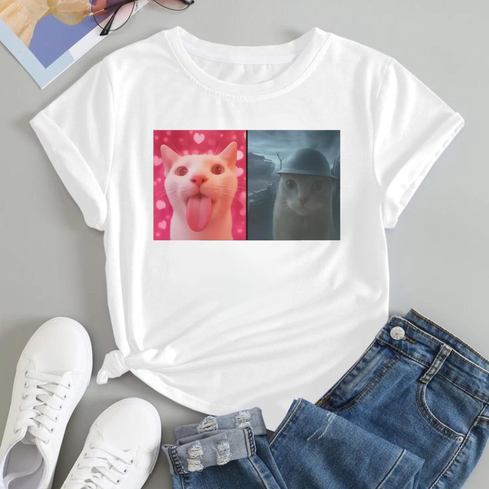 Silly Cat Graphic T-shirt Retro Style Kitten Pet Lover Unisex 100% Cotton T-Top S