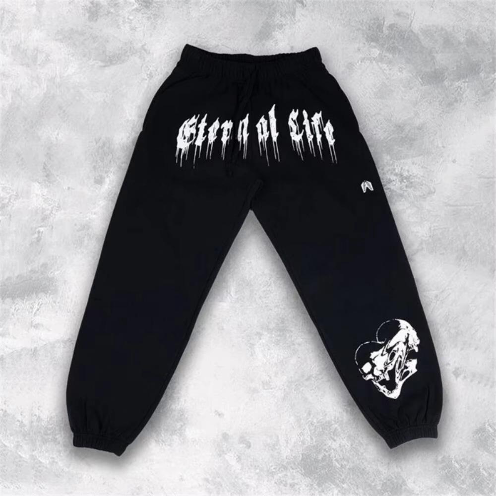 Fitness Sports Rue Principale Harajuku Y2K Hommes Femmes Coupe Ample Âme de Dragon Tendance Sombre Streetwear Pantalons de Jogging Décontractés