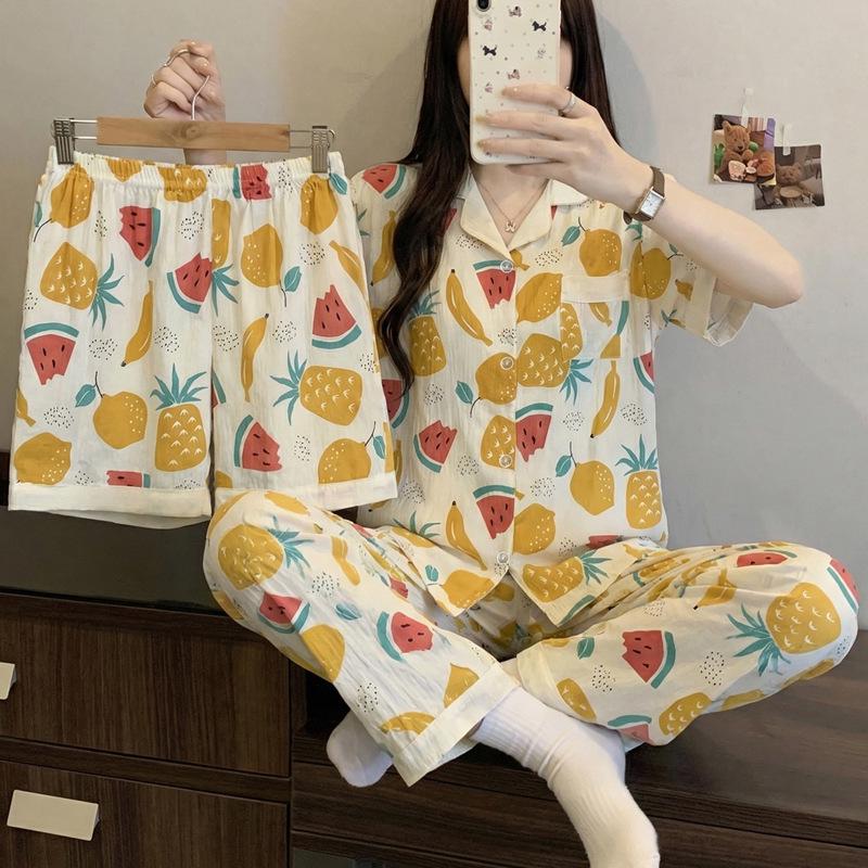 Cloud Cotton Cartoon Pony Pajamas: Women's 2026 Summer Three-Piece Set, Short Sleeve, Fun & Cute Homewear