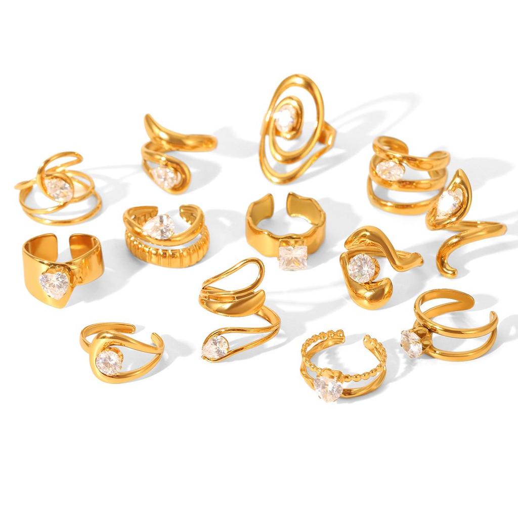 18K Goldbeschichteter Titanstahl Zirkonring für Damen - Hochwertiger Luxusschmuck