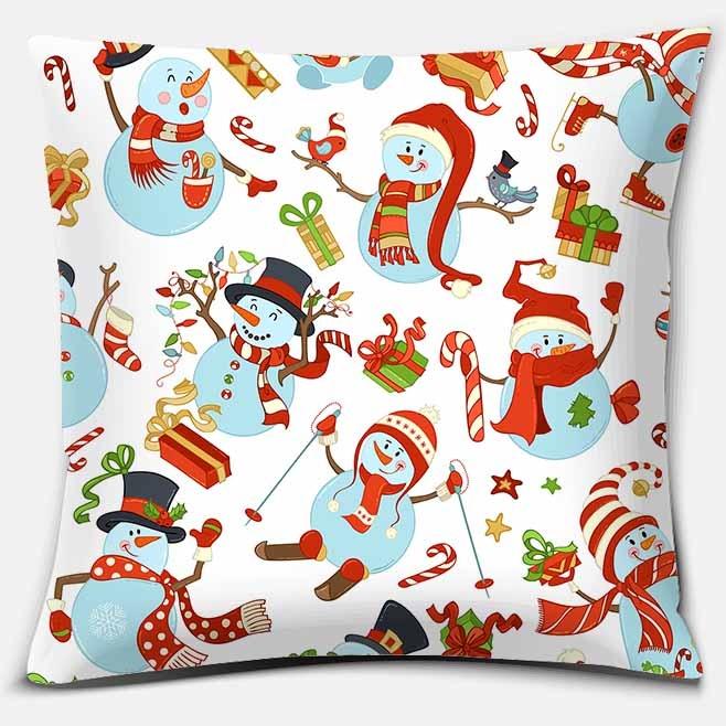 Cute Christmas Snowman Square Pillowcase Home Decoration Car Sofa Cover Anime Body Pillow  Outdoor Pillow Covers