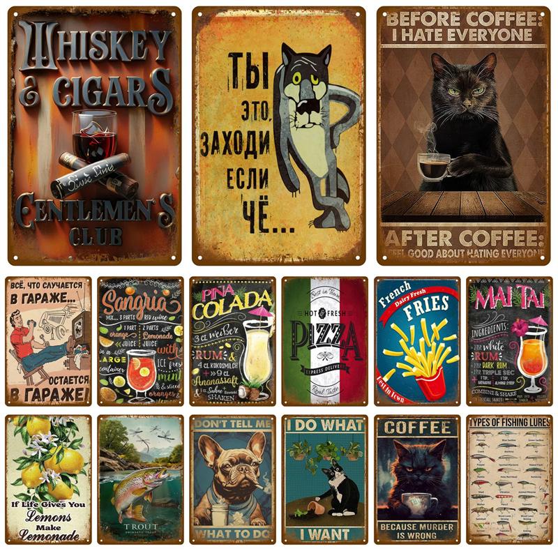 Vintage Bar Metal Signs Bathroom House Living Room Home Retro Wall Decorations Items Luxury Decor Interior Art Posters Tin Signs