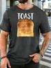 Unisex Crew Neck Tee Vintage Toast Bread Text Print Short Sleeve Top Food Theme Summer Daily Outdoor Loose Soft Casual Basic Wear