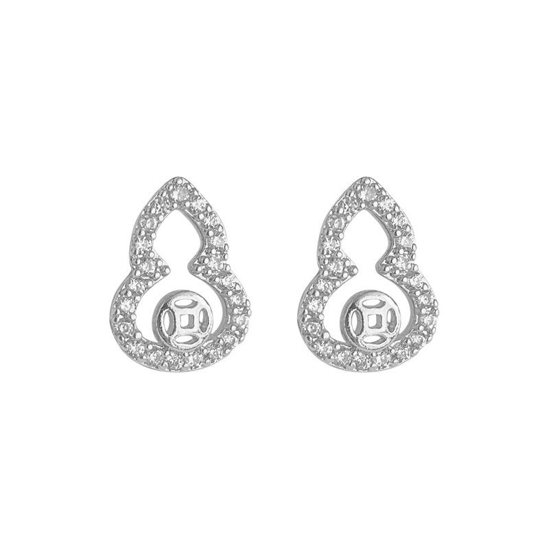 S925 silver plated stud earrings small red book with national tide parity stud earrings mini inset zircon Zhaoci copper money small gourd earrings