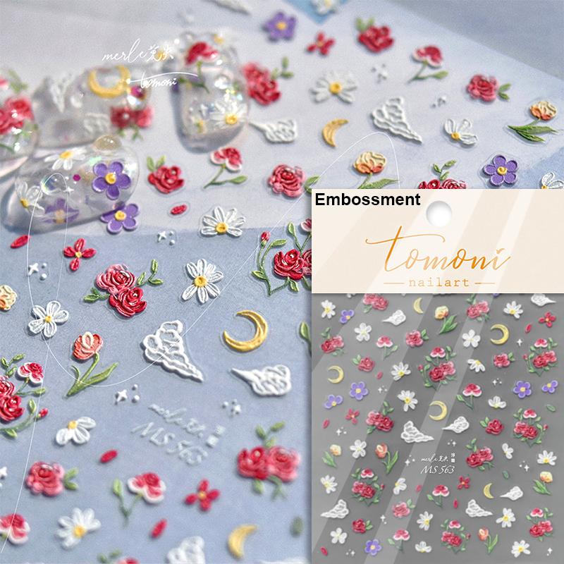 5D Mini Flowers Colorful Wreath Daisy Delicate Shiny Rhinestone Spring Self Adhesive NailArt Decorations Stickers Manicure Decal