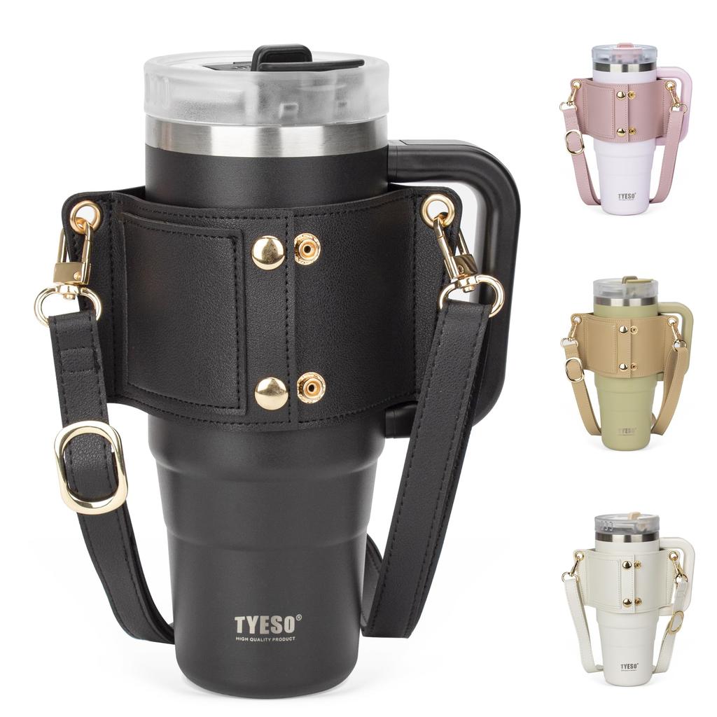 TYESO Tumbler Holder, Water Bottle Holder with Adjustable Shoulder Strap, 65-118cm, with Card Compartment, Convenient for Carrying Tumblers, Perfect