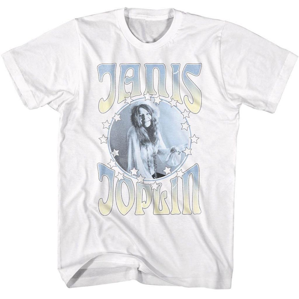 Janis Joplin Circle With Stars White T-Shirt