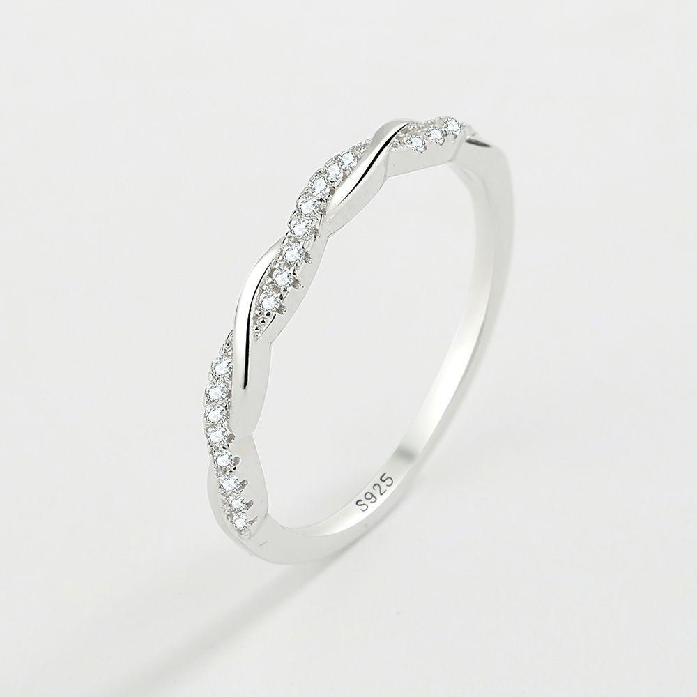 

S925 Sterling Silver Love Embrace Twist Ring - Women s Minimalist Japanese & Korean Möbius Design Size 6