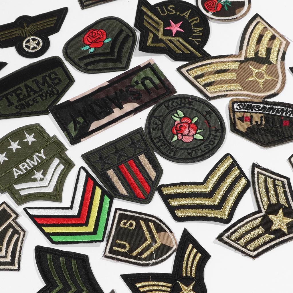 50Pcs Random Morale Patch Bundle, Full Embroidery Loop and Hook Patches Set for Caps, Bags, Backpacks, Vest, Gears Etc