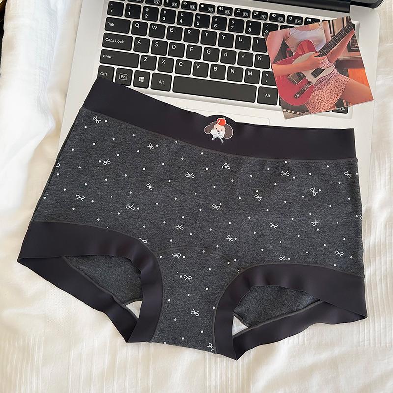 

Большой размер Женские Весенне-осенние Милые Трусики с высокой талией и дышащими вставками на бедрах 2XL серый/чёрный