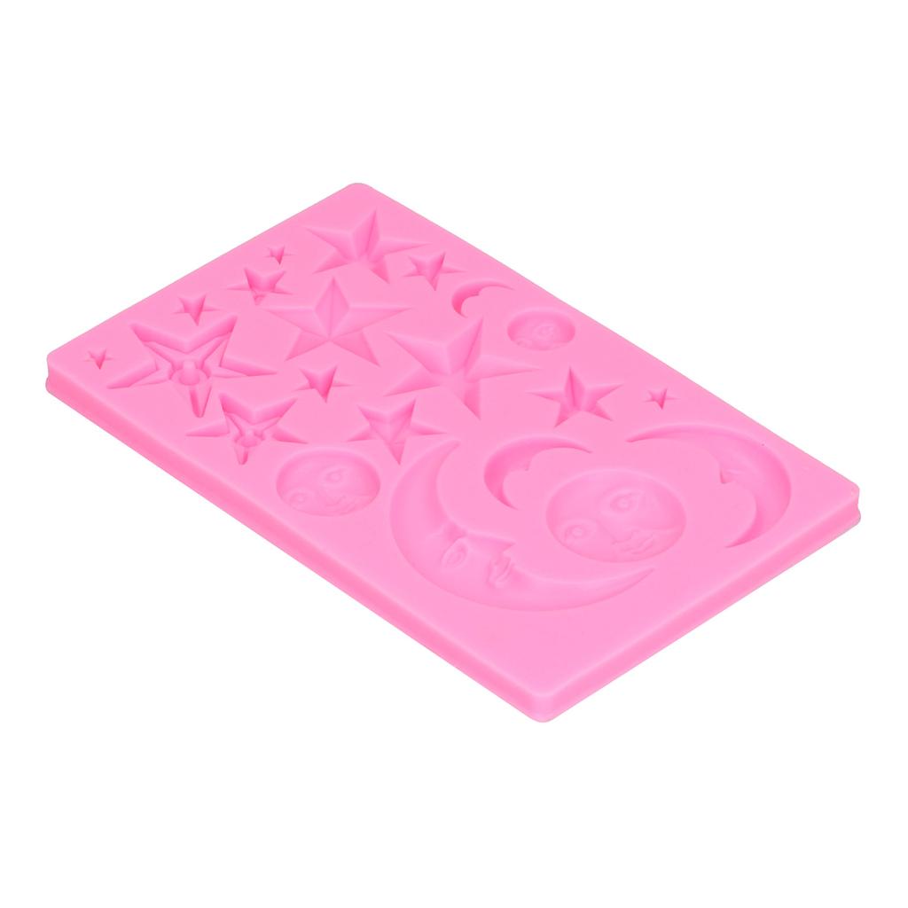 Star Moon Face Shape Mold Silicone Mold DIY Chocolate Cake Mould Baking Tool for Home BakeryPink