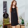 Sequin Spliced Sleeveless Little Black Dress