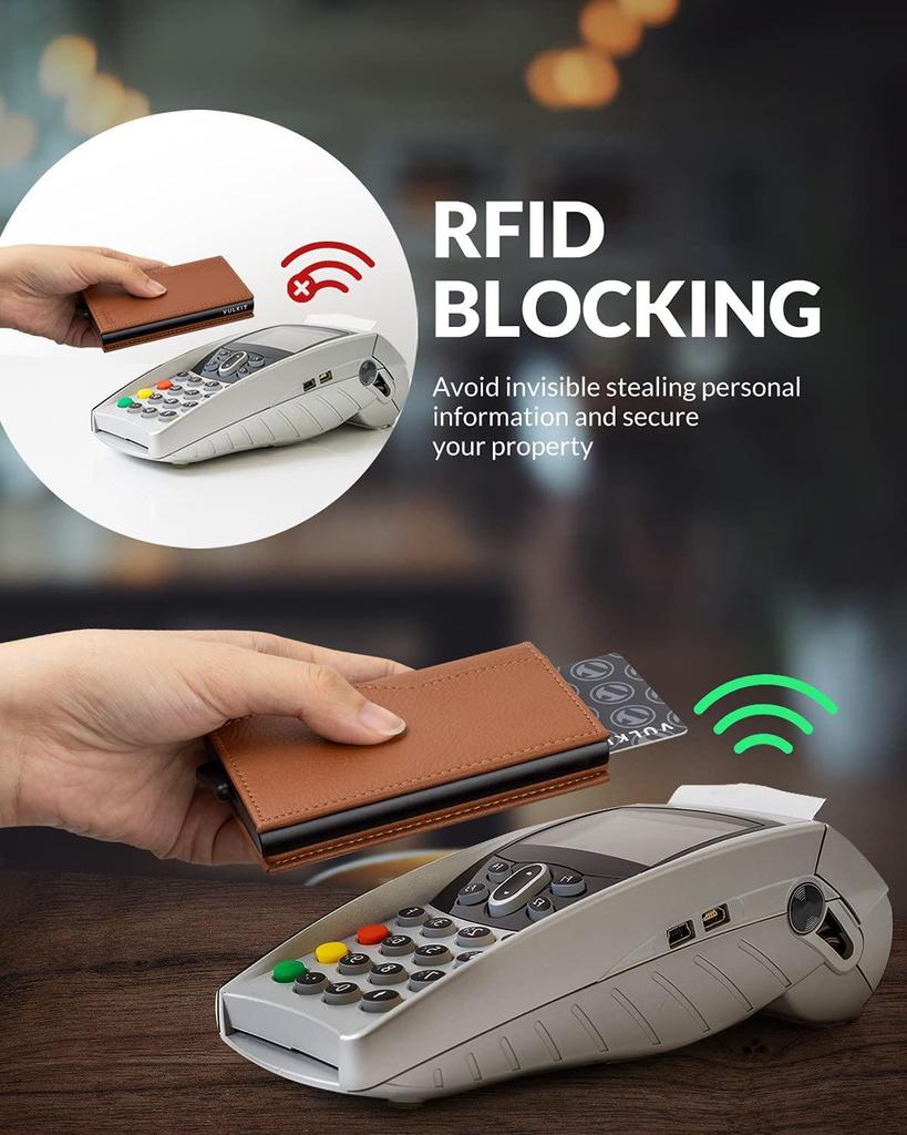 Echtes Leder Herren RFID Diebstahlschutz Metall Kartenhalter - Europäisches und Amerikanisches Design mit Aluminiumlegierung