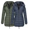 Winter Jacket Solid Color Hooded Slim Pockets Quilted Coat for Daily Wear